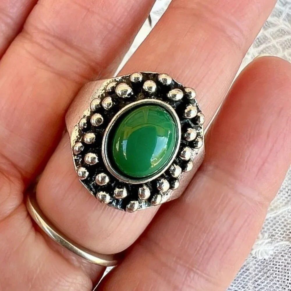 2 Fashion Stretch Rings - Faux Turquoise & Malachite